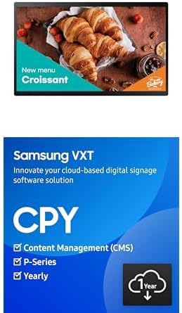 SAMSUNG 24" QBC 4K UHD Display + VXT Cloud Based Digital Signage Player, Content Management Software - P Series, 1 Year Subscription
