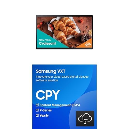 Image of SAMSUNG 24 inch QBC 4K UHD Display + VXT Cloud Based Digital Signage Player, Content Management Software - P Series, 1 Year Subscription