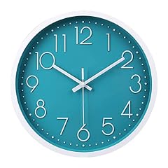 jomparis 12 Inch Silent Non Ticking Battery Operated Round Turquoise Wall Clock Easy to Read for photo jomparis 12 Inch Silent Non Ticking Battery Operated Round Turquoise Wall Clock Easy to Read for