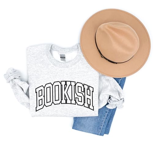 Bookish Varsity Sweatshirt, Minimalist Gift For Reader, Cute Librarian Sweater, Book Club Gift, Unisex Crewneck Reading Sweatshirt Sand4