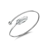 Jenny-BaBy Women Bracelet Vintage Style Adjustable Leaf Feather Bangle