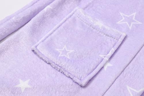 Image of Umeyda Girls Fleece Hooded Robes, Warm Printed Bath Robe for Kids Soft Fuzzy Bathrobe for Gifts