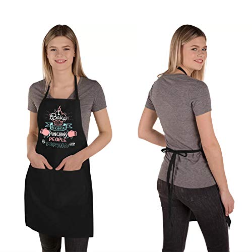 Saukore Funny Baking Aprons for Women Men, Cute Baking Gifts for Bakers, Kitchen Cooking Aprons with 2 Pockets - Birthday Housewarming Gifts for Wife Mom Sister Daughter Grandma