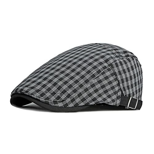 Anshili Homme Chapeau Coton Motif à Carreaux Bérets (Noir) Cover