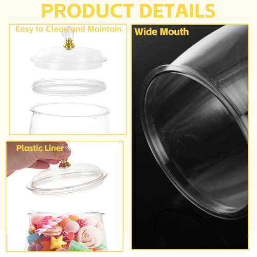 4 Pcs 1/2 Gallon Plastic Candy and Cookie Jar with Lids 64oz Clear Cookie Container Candy Jars for Wedding Home Décor Kitchen Bar Decoration