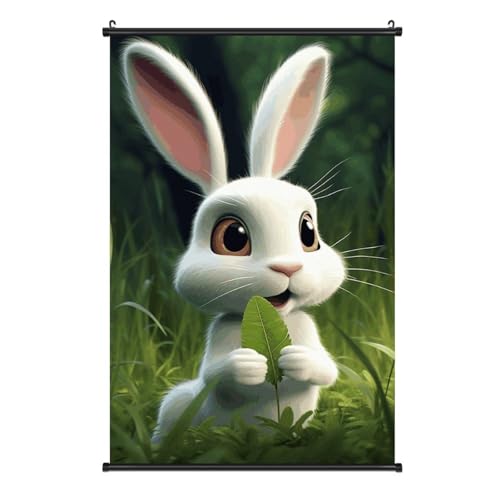 Poster sur toile Little White Rabbit 40,6x61 cm facile à accrocher