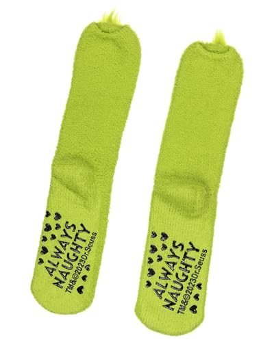 Image of MJC The Grinch Slipper Socks Matching Family Character Fuzzy Holiday Gripper Socks