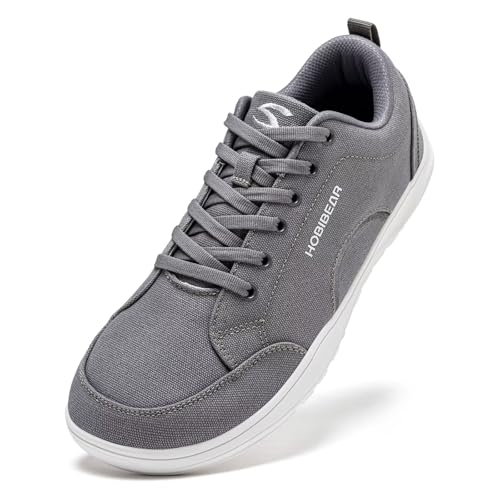 HOBIBEAR Zapatos Barefoot para Hombre y Mujer Punta Ancha Minimalistas Unisex de Lona Antideslizantes para Caminar(Gris,EU 43) HOBIBEAR Zapatos Barefoot para Hombre y Mujer Punta Ancha Minimalistas Unisex de Lona Antideslizantes para Caminar(Gris,EU 43)