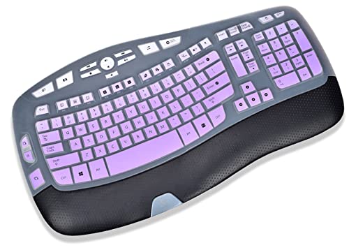 Keyboard Cover for Logitech K350 MK570 Wireless Wave Keyboard, Logitech K350 Wireless Keyboard Accessories, Logitech K350 & MK570 Keyboard Skin Protector - Gradual Purple