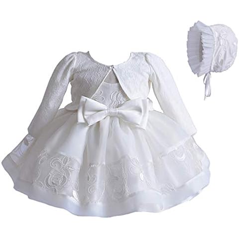 Cinda Baby Girls Ivory Lace Christening Party Dress Bonnet with Bolero 0-3 Months Cover