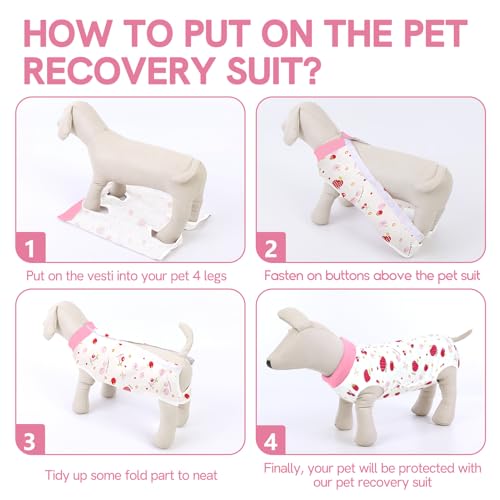 Image of SAWMONG Recovery Suit for Dogs After Surgery Professional, Dog Spay Surgical Suit for Female Dogs, Dog Onesie Bodysuit for Surgery Male Substitute E-Collar Cone, Cherry Pink, X-Small