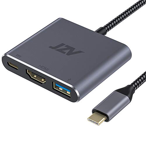 USB C to HDMI Adapter,USB C Adapter MacBook pro Accessories JZV hdmi to USB c with 4K HDMI USB 3.0 Port USB C Charging Port USB HUB USBC hdmi Converter Compatible for MacBook Pro MacBook Air iPad Pro