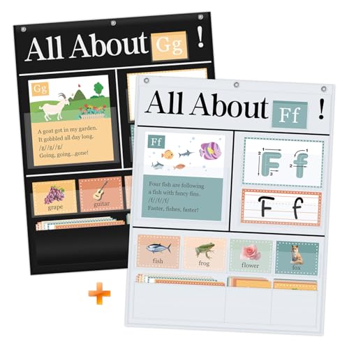 "All About Letters Pocket Chart Bundl White & Black Set, (Save $10)"Classroom & Homeschool | Alphabet Teaching Tool