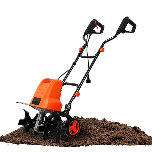 Electric Corded Tiller for Gardening, 13.5AMP Rototiller with 18