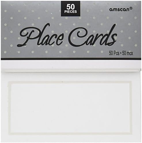 amscan White Pearlized Wedding Place Cards 50ct | Wedding and Engagement Party