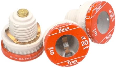 Bussmann Bussmann-BP/SL-20 BP/SL-20 20 Amp Time Delay Loaded Link Rejection Base Plug Fuse, 125V UL Listed Carded, 3-Pack, No Color