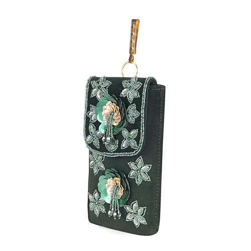 Image of J I ACCESSORIES Velvet Saree Clutch Mobile Pouch Waist Clip Ladies Purse Gift For Women