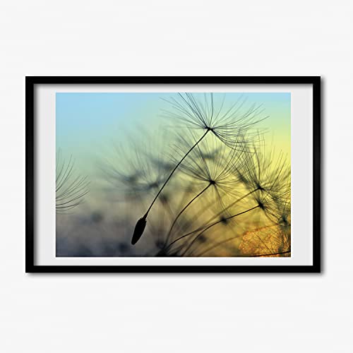 Peinture graines de pissenlit cadre en bois 60x40 cm pour une ambiance zen au salon