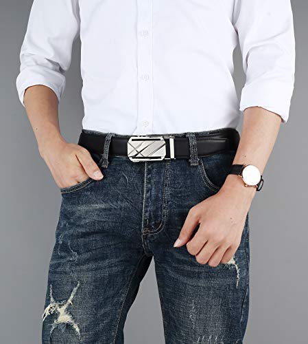 Image of Lingli Men's Belt,Ratchet Dress Belt with Automatic Buckle Brown /Black-Trim to Fit-35mm wide