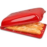 KVZKVZ Ceramic Baguette Baker With Lid, 3 Loaves Baguette Bread Pan With Superior Even Heat, Easy To Release For Sourdough Baguettes, Hoagie Rolls, French Bread Baking Pan For Healthier Baking