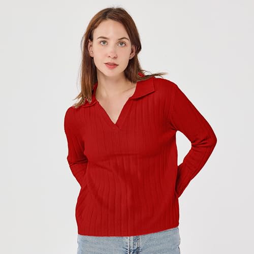 Cuello V Sudadera de Solapa Ligera Femenina y pullover de punto chic 5