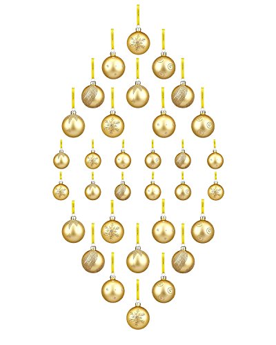 youseexmas Glass Christmas Ornaments Golden Pack of 32