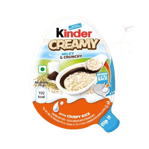 Dave's American Food Kinder Creamy Pack of 24 Milky and Cocoa Chocolate with Extruded Rice, 456 g