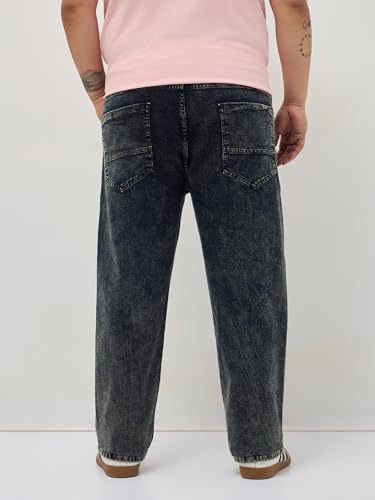 Image of Urbano Plus Men's Regular Fit Heavy Washed Denim Jeans Stretchable
