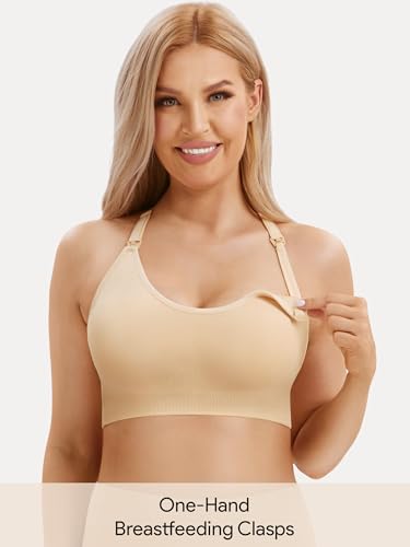 Image of Angelhood Nursing Bras for Breastfeeding, Seamless Nursing Sports Bra Support Yoga Maternity Bras Pregnancy Sleep Bralette