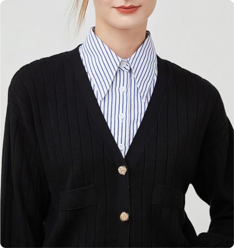 Image of GUZOSJO Blue Striped Detachable Collar Shirt,Dickey Half Blouse False Collar for Lady Girls Men