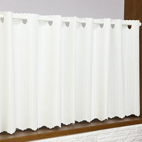 カフェカーテン ミラーレース 【カフェK 幅140cm×丈80cm】 UVカット 突っ張り棒で簡単取り付け 小窓用カーテン プライバシー保護 目隠し おしゃれ