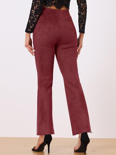 Image of Allegra K Women's Faux Suede Pants Business Casual Wide Legs Bell Bottom Flared Trousers