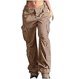 Y2K Women's Hip Hop Pants Streetwear Retro Casual Low Waist Wide Straight Leg Fashion Gothic Overalls Multi-Pockets Harajuku