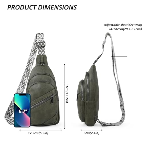 Image of TANTOMI Sling Bag Crossbody Bags for Women Leather Cross Body Bag Trendy Fanny Pack Chest Travel Purse with Adjustable Strap