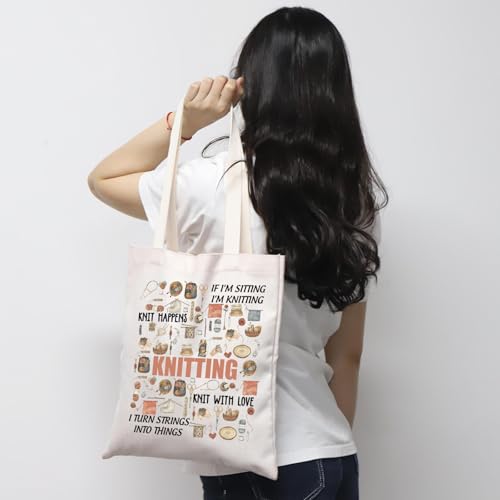 Image of MNIGIU Funny Yarn Gift Knitting Tote Bag Knitting Lover Gift Yarn Storage Bag Knitter G-ift Crochet G-ift