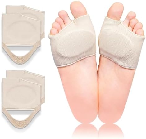 Zixsavk Metatarsal Pads for Women & Men 2 Pairs with Gel Inserts,Ball of Foot Pain Relief for Metatarsalgia,Sesamoiditis & Morton's Neuroma (Beige Medium)