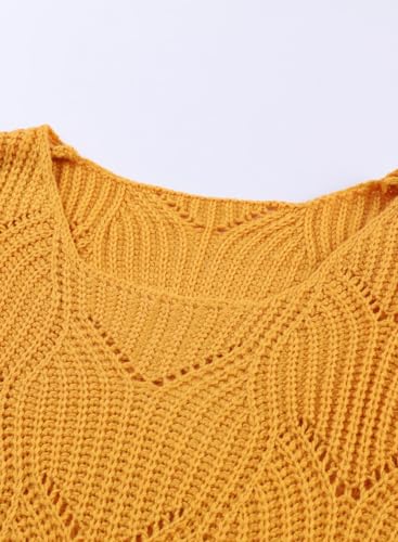 Image of Dokotoo Womens Sweaters 2026 Crewneck Cute Elegant Soft Long Sleeve Hollow Cable Knit Pullover Tops