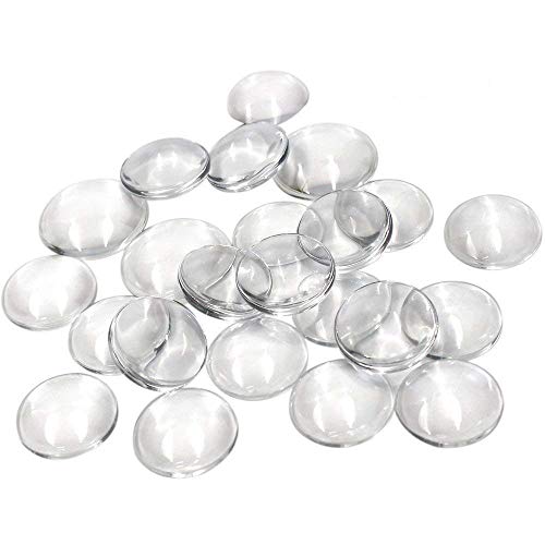 Mmbox Lot de 100 cabochons dôme en verre transparent, ronds, non calibrés, pour camées, bijoux à photos, bagues, colliers (25 mm) Cover