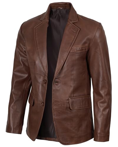 fjackets Men's Real Lambskin Leather Blazer