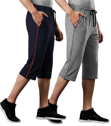 Image of FEEL TRACK Men's Regular Fit Three Fourth Capri (Pack of 2)