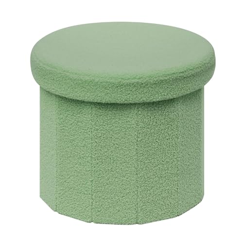 Image of B FSOBEIIALEO Storage Ottoman Cube, Round Ottoman with Storage, Green