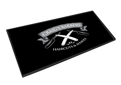Artylicious Personalised Barbers Shop, Razors Black bar mat Runner Counter mat