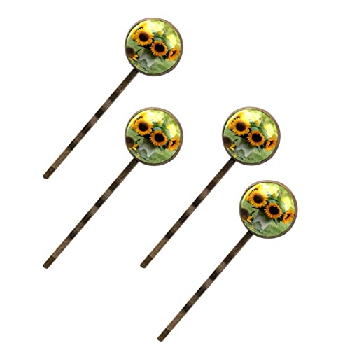 Barrettes à cheveux femme anti-glisse : lot 4 pinces tournesol Helianthus Annuus