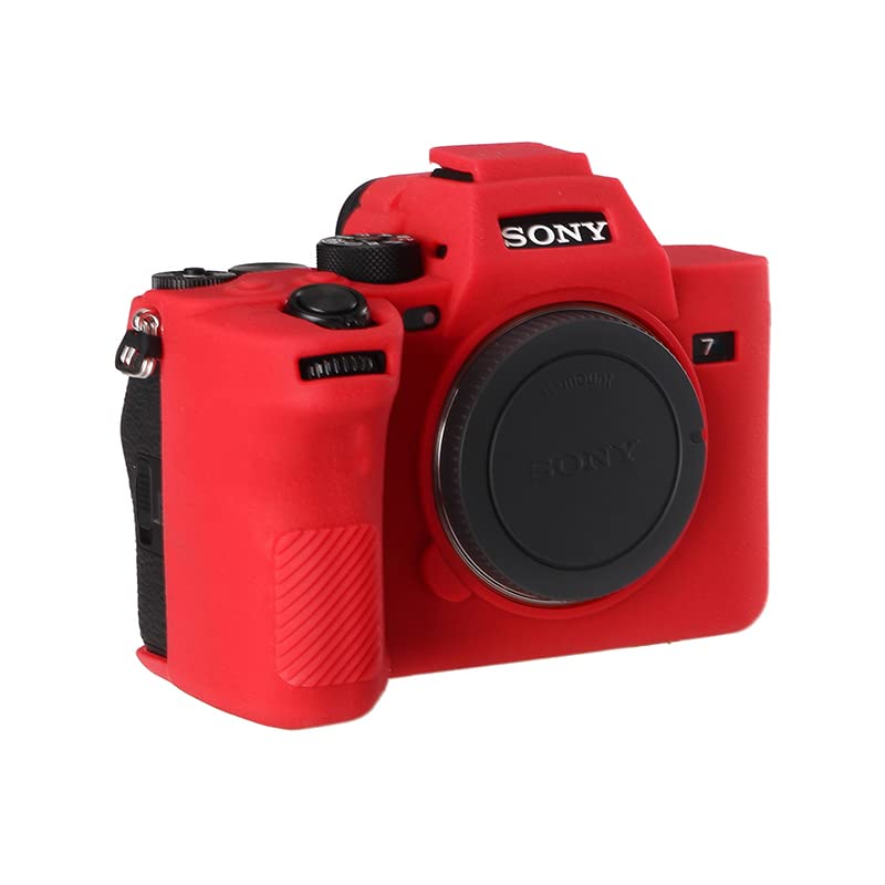 Funda protectora de silicona para cámara Sony A7IV roja miniatura 3
