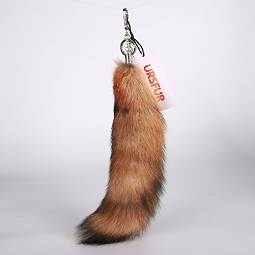 Ursfur Canadian Red Fox Tail Fur Key Chain Tassel Bag Charm Pendant Keychain #TOP2