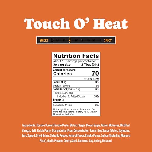 Rufus Teague - Touch O' Heat BBQ Sauce - Premium Barbecue Sauce - 15.25 oz. Bottle