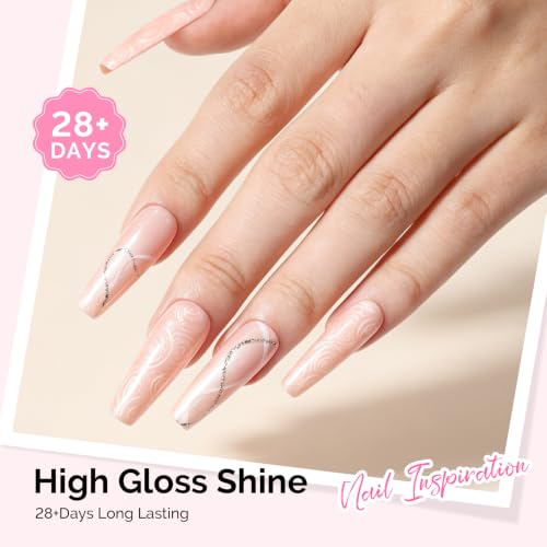 Image of MelodySusie Nude Pearl Gel Nail Polish,0.5fl oz Soak Off UV LED Drawing Shimmer Gel Polish Soak Off Swirl Shell Thread Effect Gifts for Women Nail Art Manicure Salon DIY Nail Design-A1412