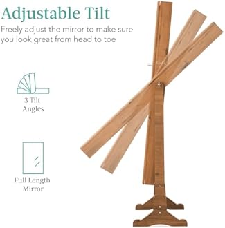 Best Choice Products Freestanding Jewelry Armoire Cabinet, Full Length Standing Mirror, Lockable Makeup Storage Organizer, w/Velvet Lining, 3 Angles, Lock, Accessory Pouch, 5 Shelves - Rustic Brown