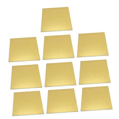 Veemoon 10 Pcs Sturdy Cake Boards Premium Golden Base Tray for Cake Decorating for Weddings Birthdays Bakeries and Parties Food Grade Pads