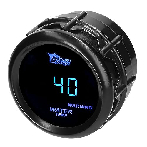 MOCNT Medidor Temperatura del Agua 2' 52mm Medidor Temperatura Agua del Coche Azul Luz Digital Celsius Temperatura Agua Indicador de Calibre Instrumentos Temperatura con Sensor